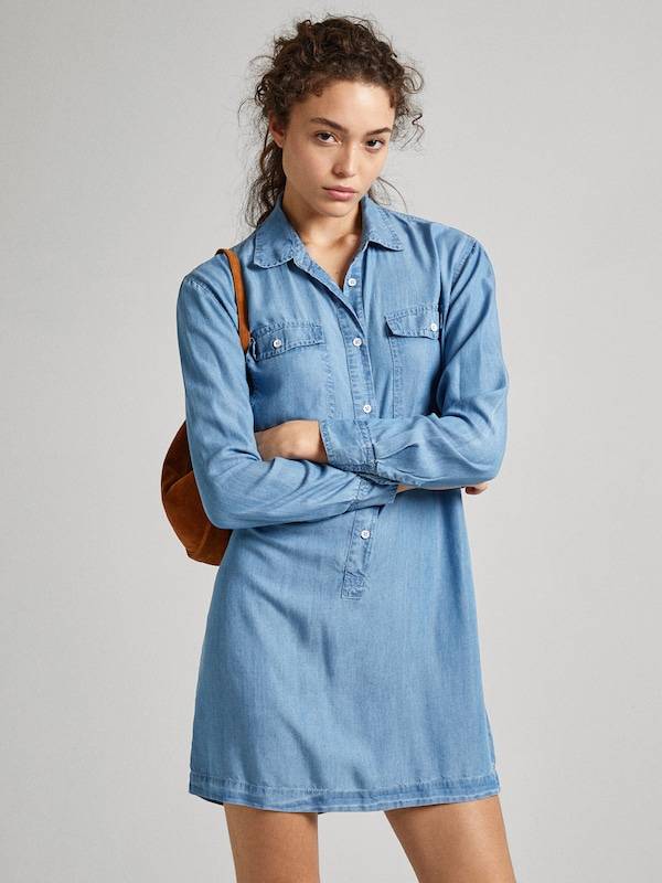 Pepe Jeans Shirt Dress 'ERINE' in Blue Denim