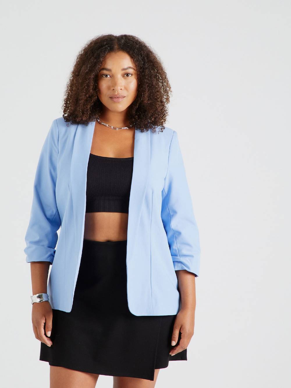 PIECES Curve Blazer 'PCBOSELLA' In Light Blue