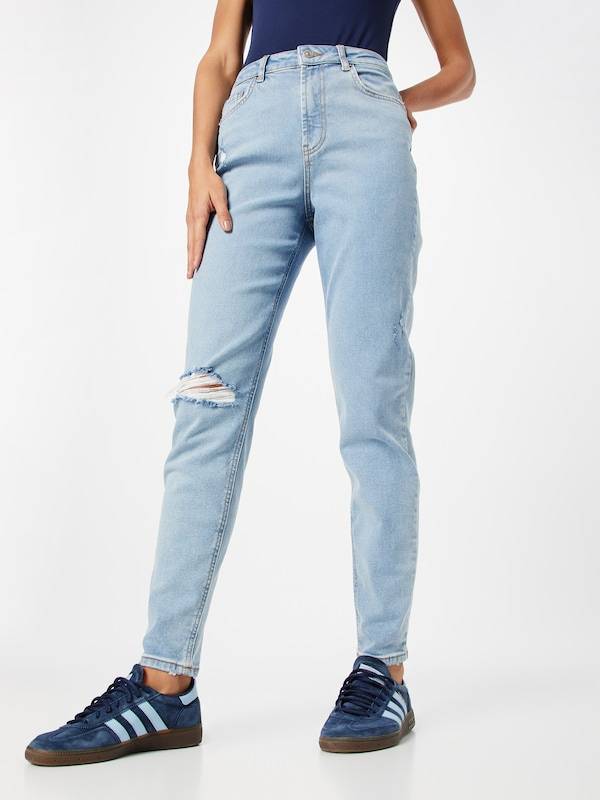 PIECES Tapered Jeans 'Leah' in Blue Denim