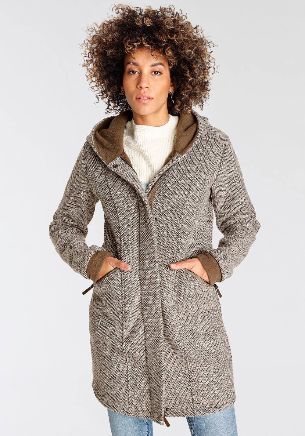 POLARINO Between-Seasons Coat In Brown
