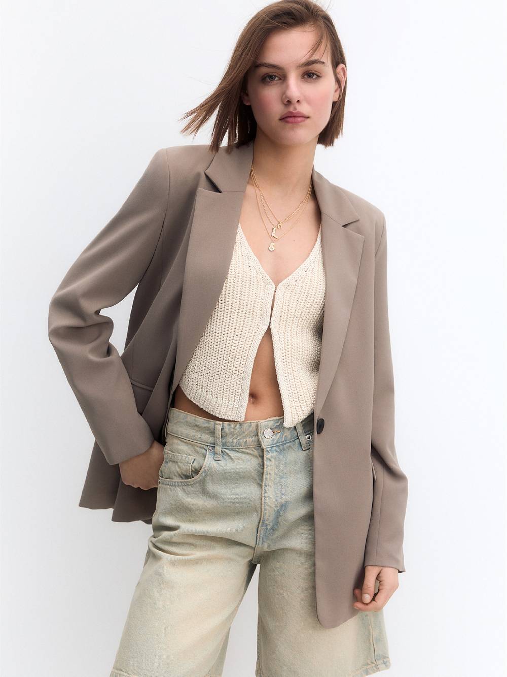 Pull&Bear Blazer In Greige