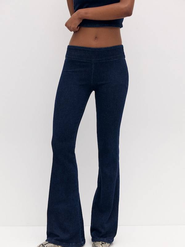 Pull&Bear Flared Jeggings In Dark Blue