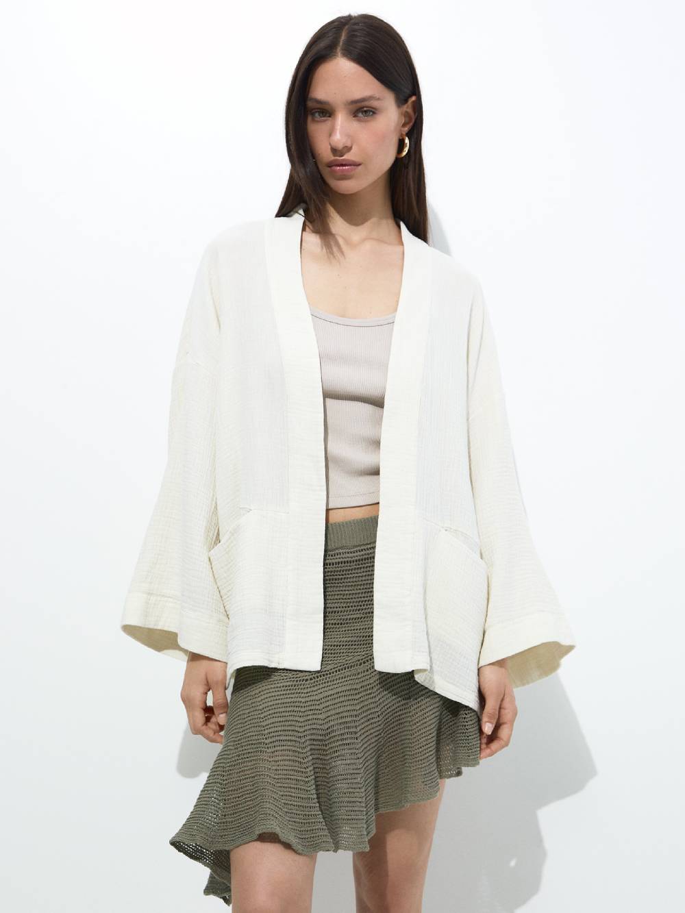 Pull&Bear Kimono In Ecru