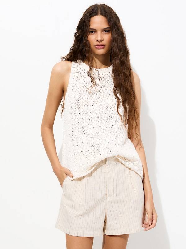 Pull&Bear Knitted Top in Light Beige