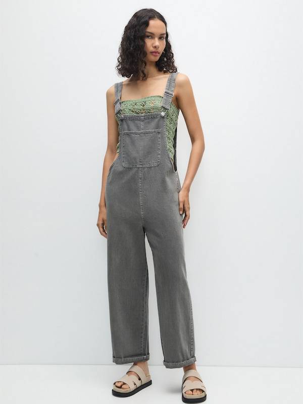 Pull&Bear Loose fit Jean Overalls in Muddy Colored