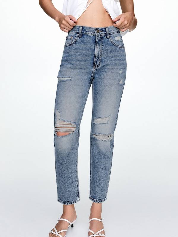 Pull&Bear Loose Fit Jeans In Blue Denim