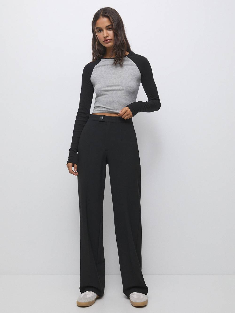 Pull&Bear Wide Leg Pants In Black