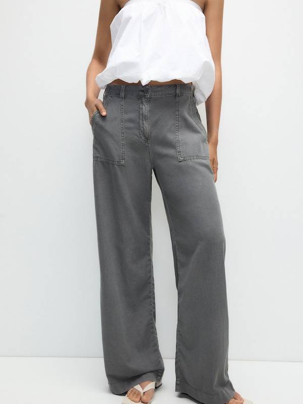 Pull&Bear Wide leg Pants in Dark Grey