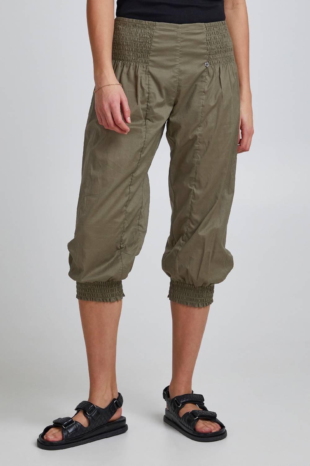 PULZ Jeans Tapered Harem Pants 'JILL' In Khaki