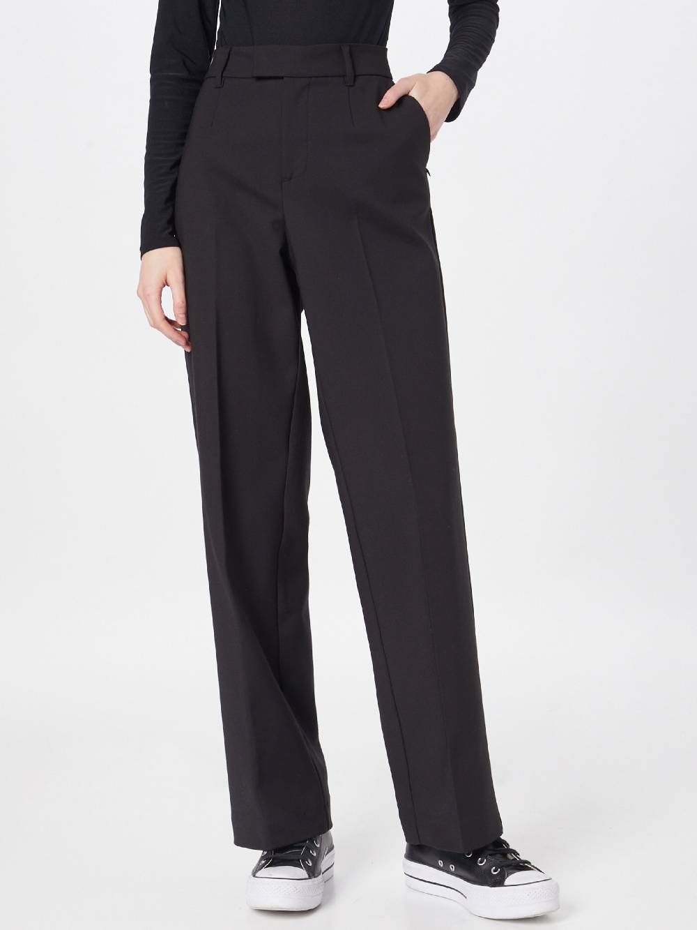 PULZ Jeans Wide Leg Chino Pants 'BINDY' In Black