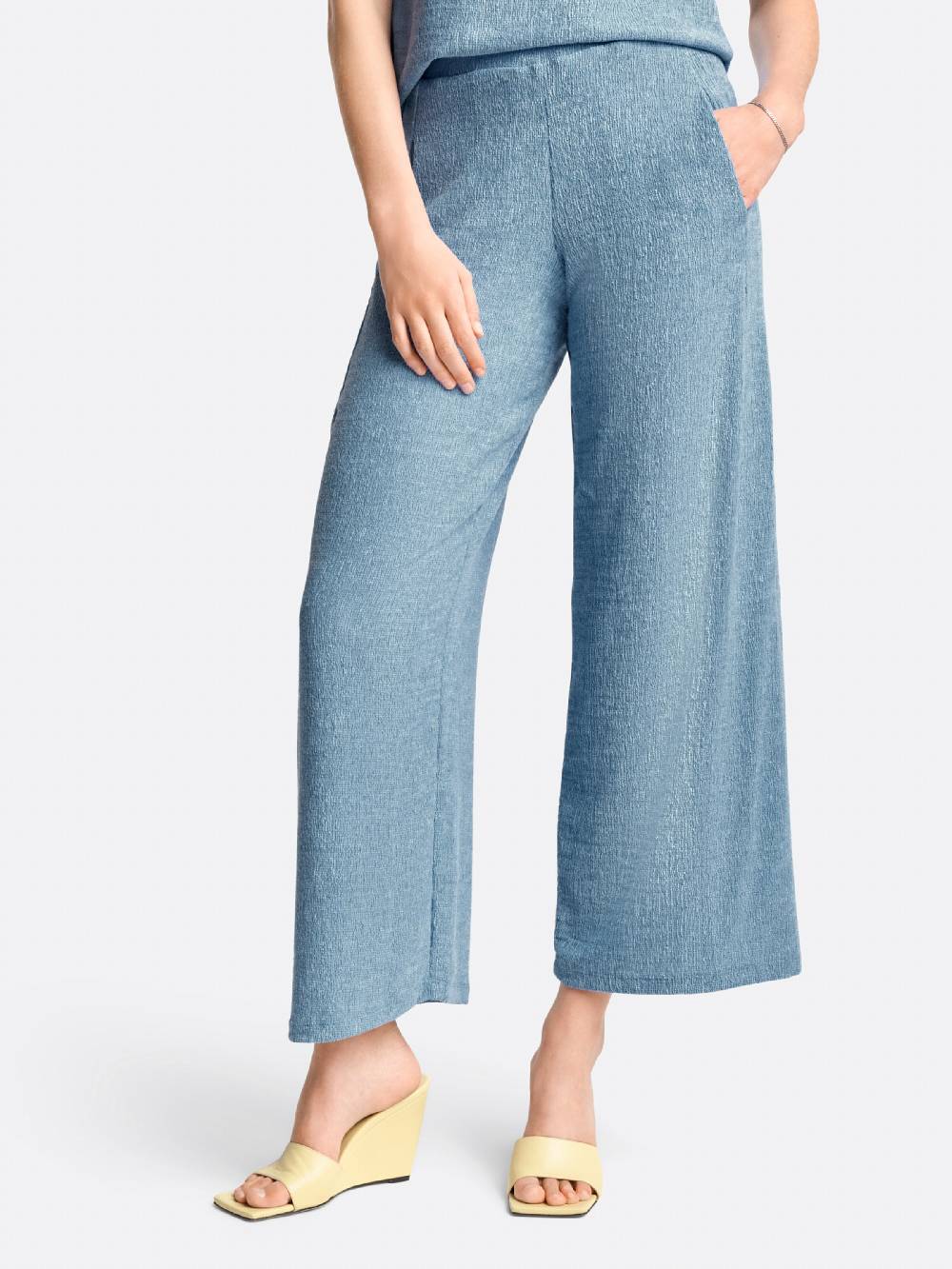 Rich & Royal Wide Leg Pants In Blue