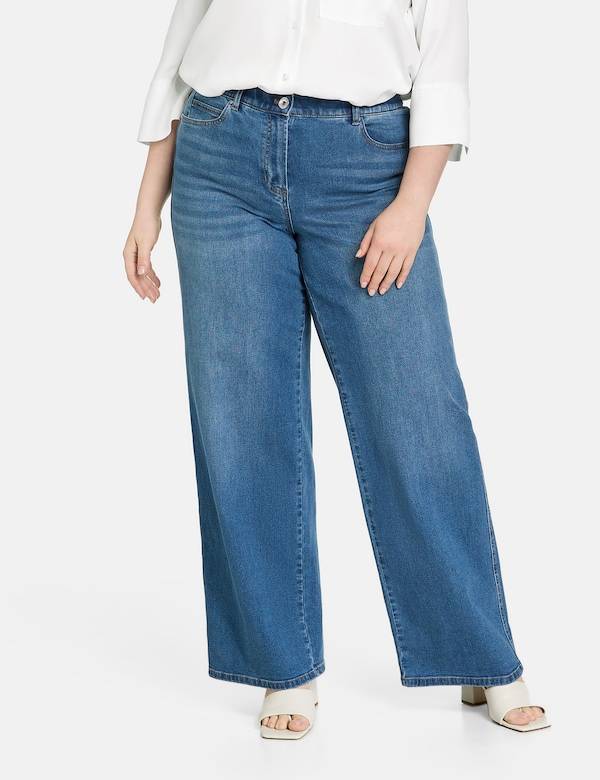 SAMOON Wide leg Jeans in Blue Denim