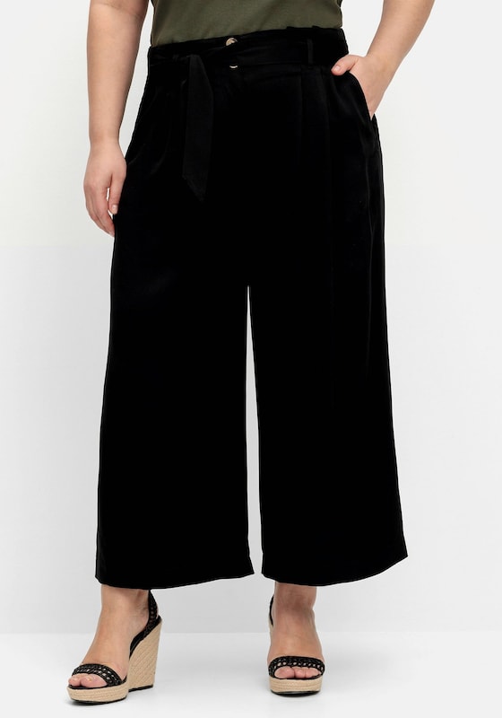 SHEEGO Wide leg Pleat-Front Pants in Black