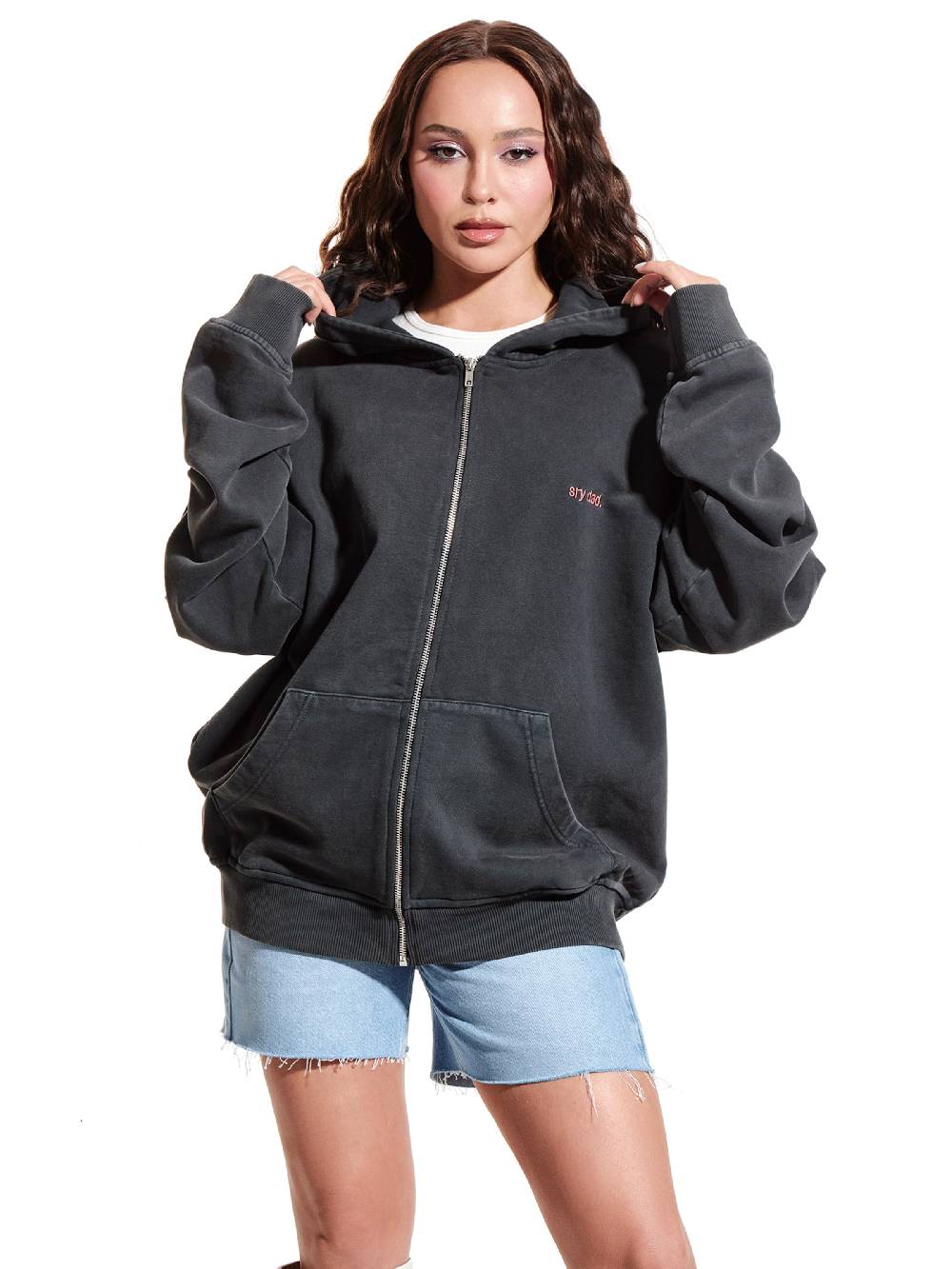 Sry Dad. Co-created By ABOUT YOU Zip-Up Hoodie In Grey