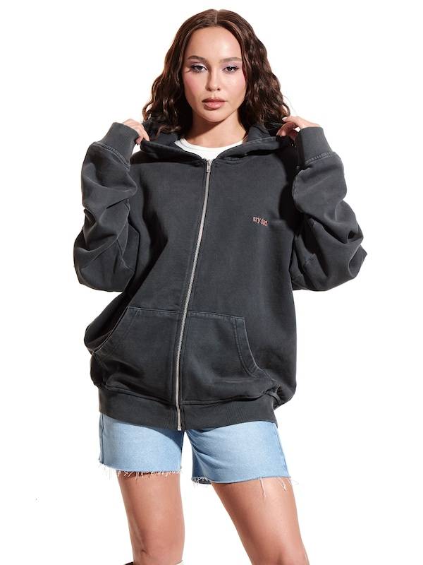 sry dad. co-created by ABOUT YOU Zip-Up Hoodie in Grey