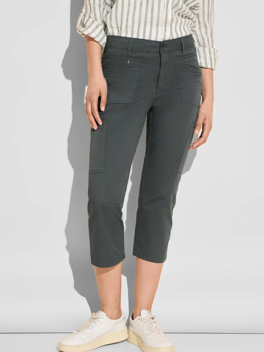 STREET ONE Slim Fit Cargo Pants 'Yulius' In Dark Green