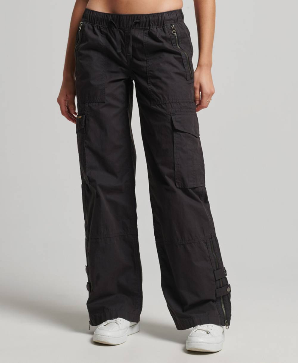 Superdry Wide Leg Cargo Pants In Black