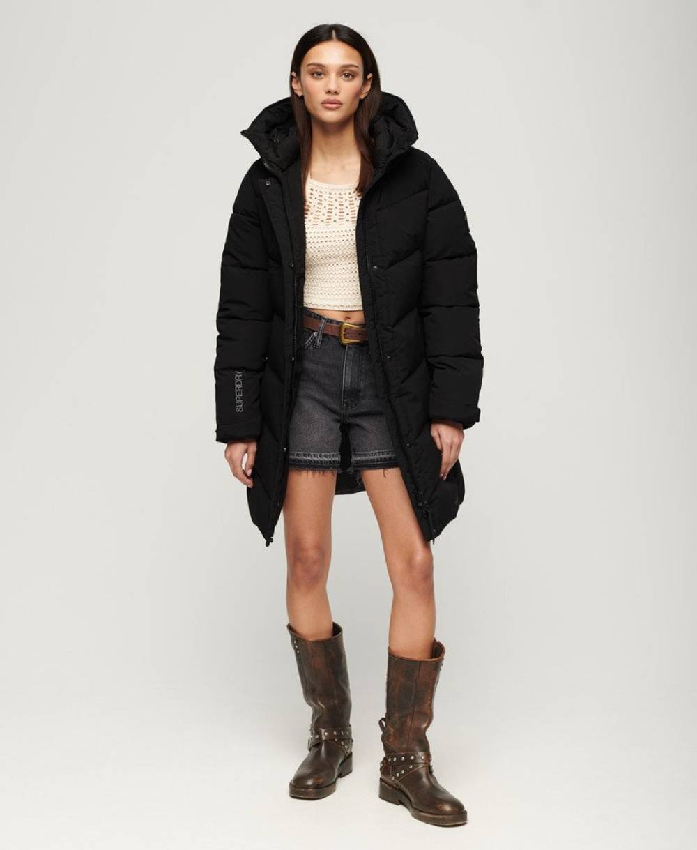 Superdry Winter Parka 'City Chevron' In Black