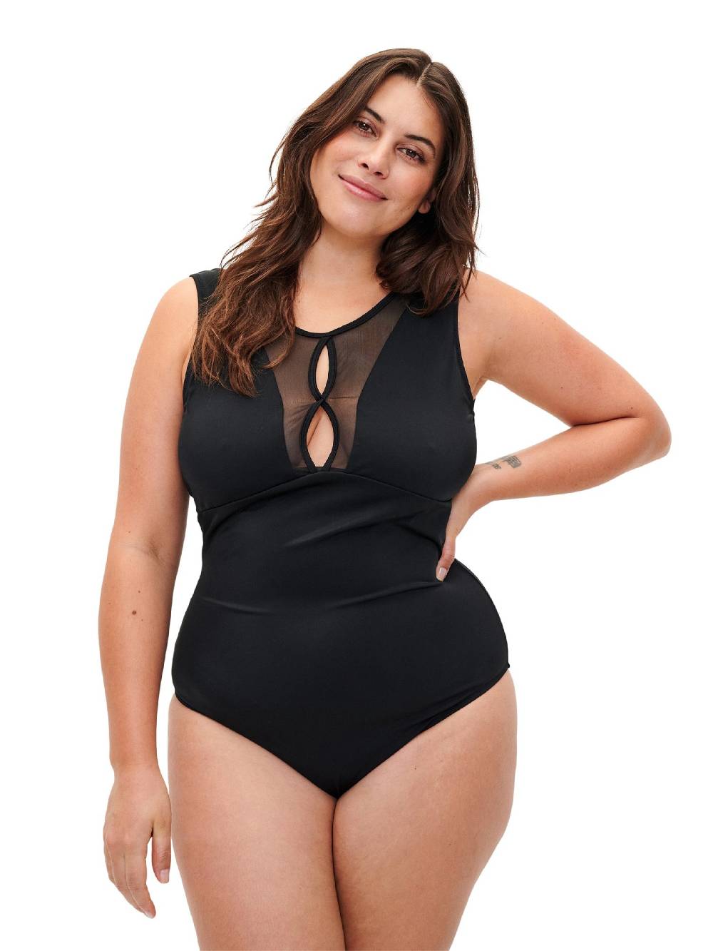 Swim By Zizzi Bralette Swimsuit In Black