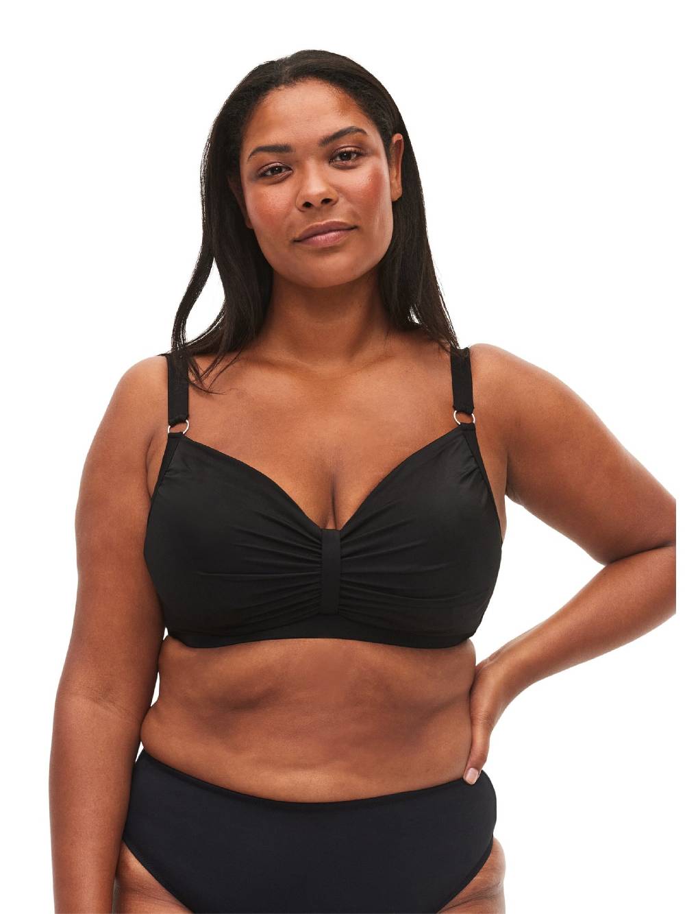 Swim By Zizzi T-shirt Bikini Top 'SBASIC' In Black