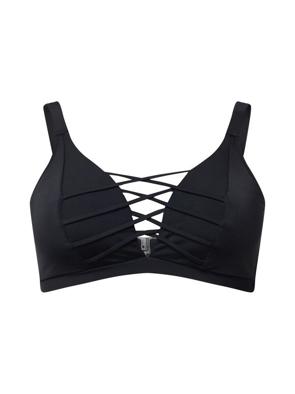 Swim by Zizzi T-shirt Bikini Top 'Stris' in Black