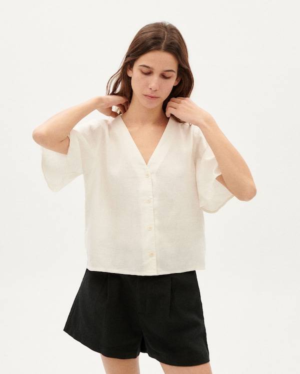 Thinking MU Blouse 'Hemp Libelula' in White