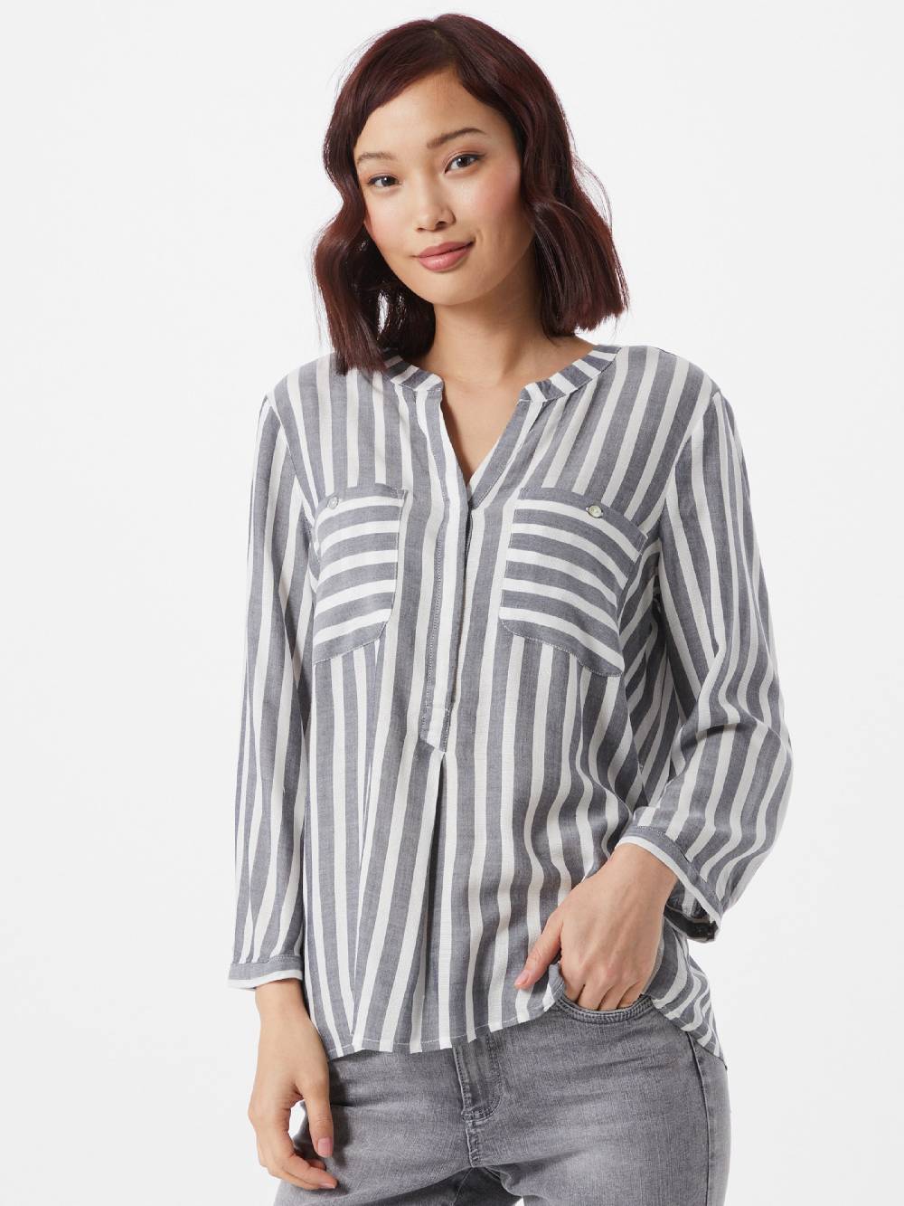 TOM TAILOR Blouse In Navy, White