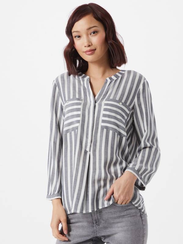 TOM TAILOR Blouse in Navy, White