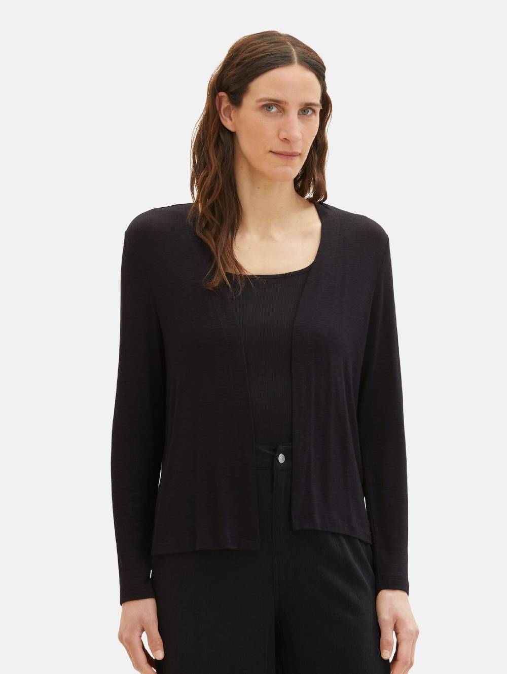 TOM TAILOR Knit Cardigan In Black