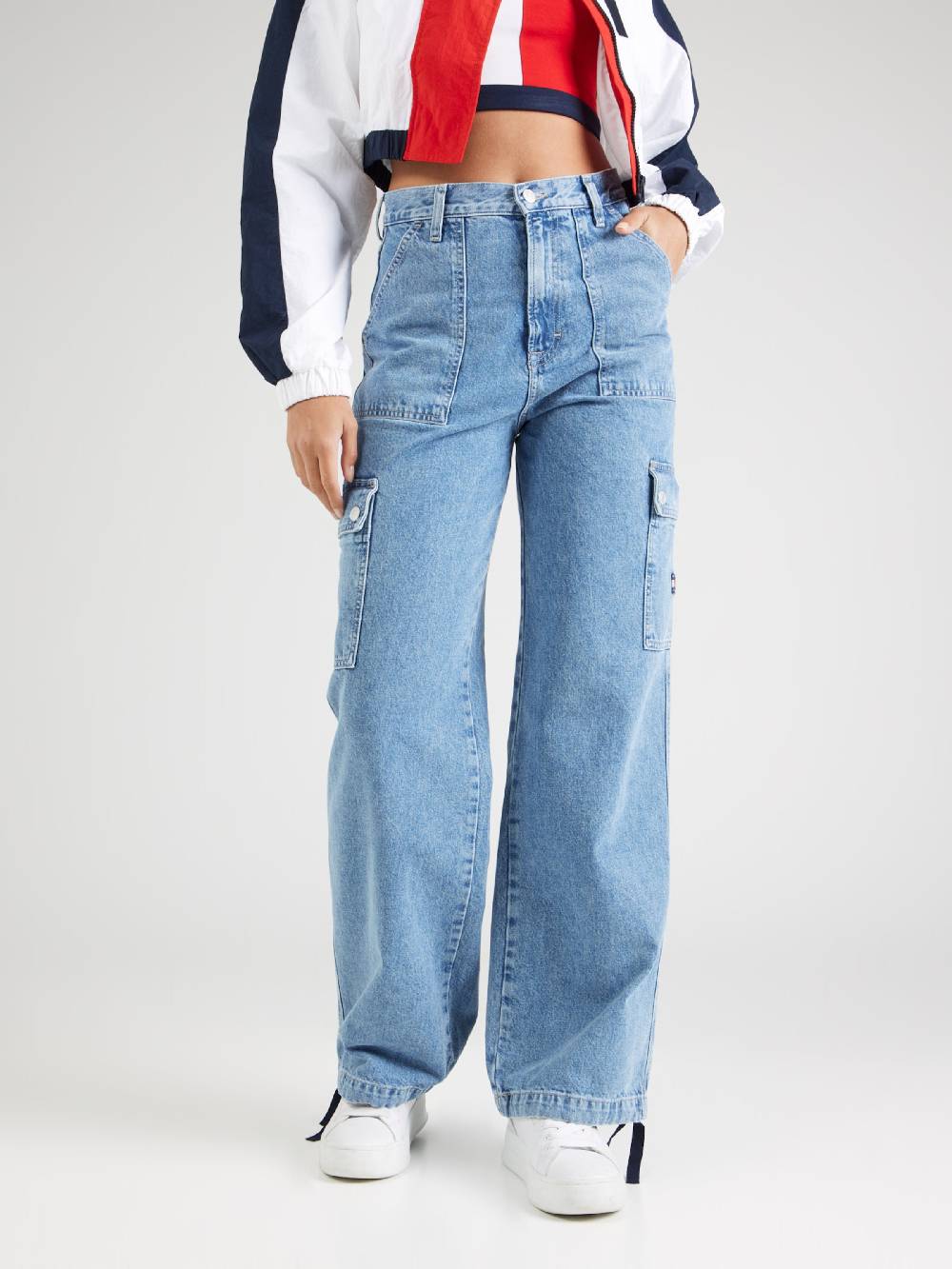 Tommy Jeans Loose Fit Cargo Jeans 'CLAIRE' In Blue Denim