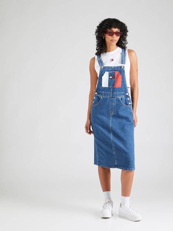 Tommy Jeans Overall Skirt in Blue Denim