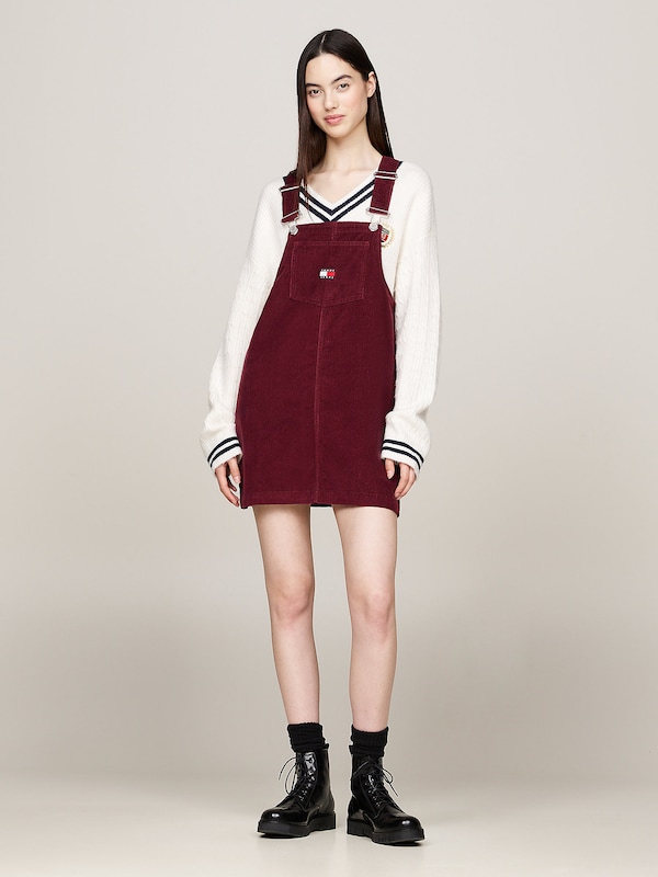 Tommy Jeans Overall Skirt in Burgundy