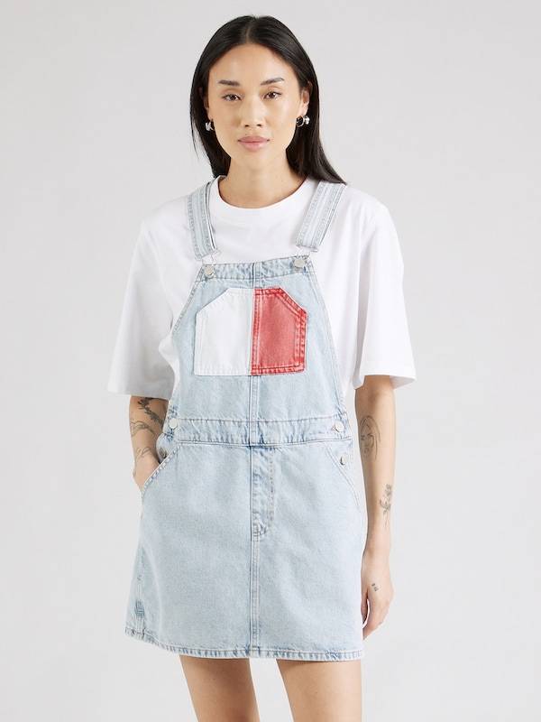 Tommy Jeans Overall Skirt in Light Blue