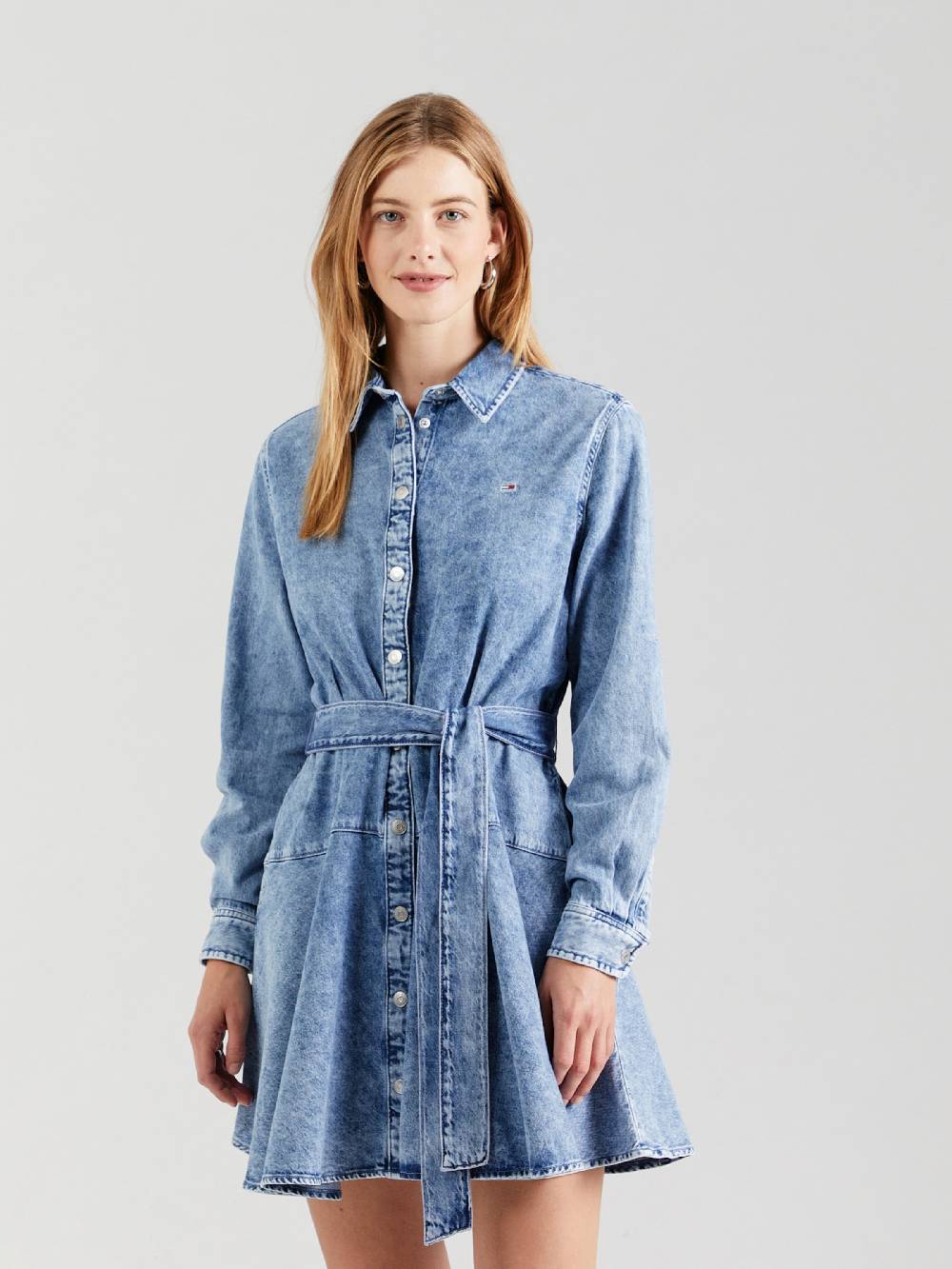 Tommy Jeans Shirt Dress In Blue Denim