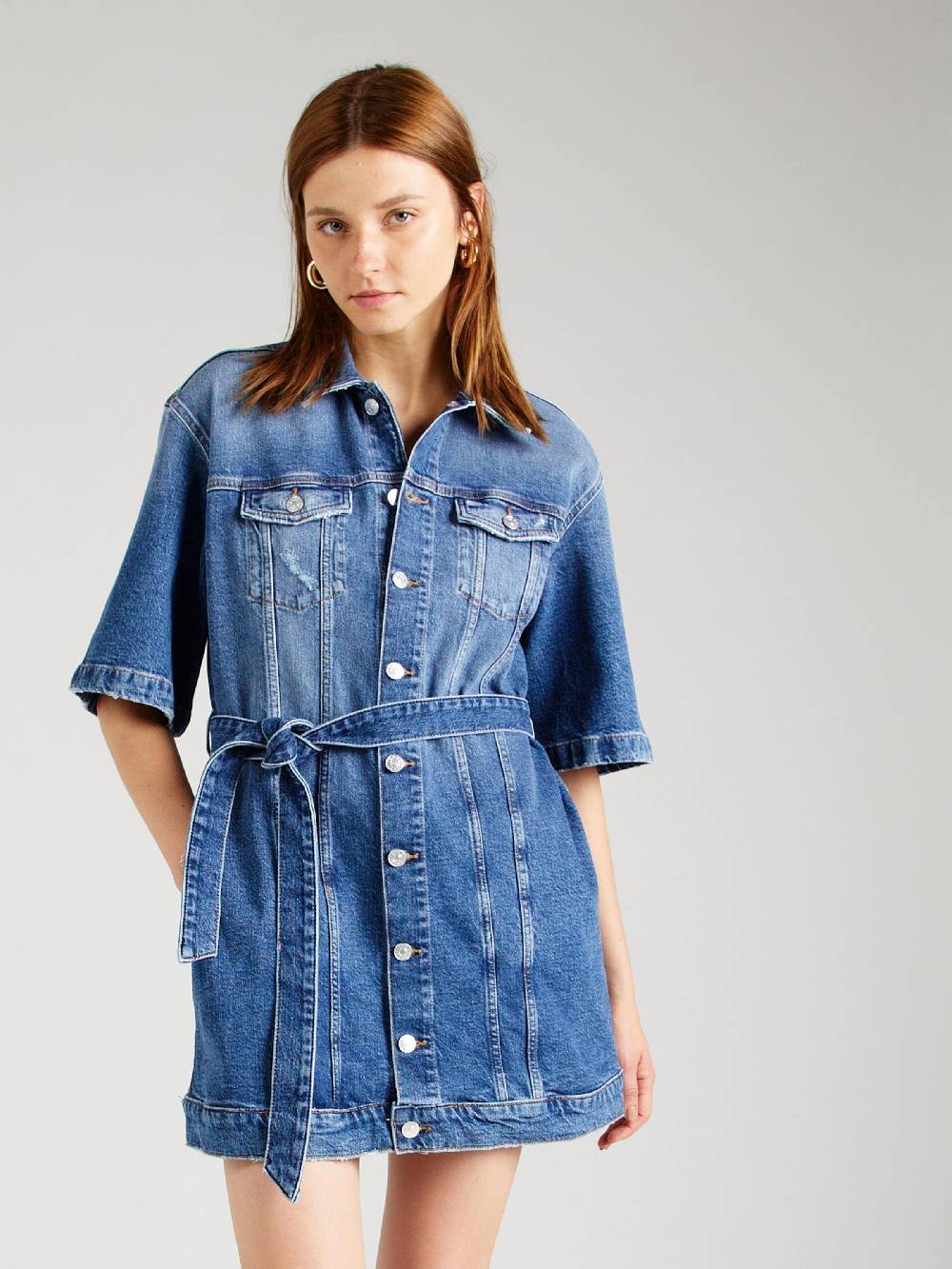Tommy Jeans Shirt Dress In Blue Denim