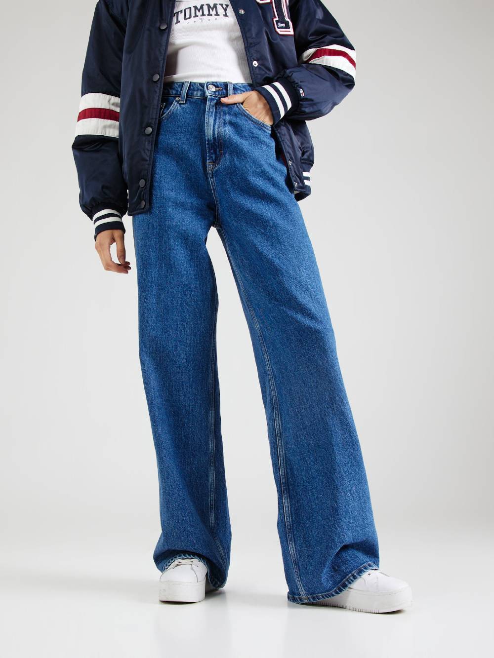 Tommy Jeans Wide Leg Jeans 'Claire' In Blue Denim