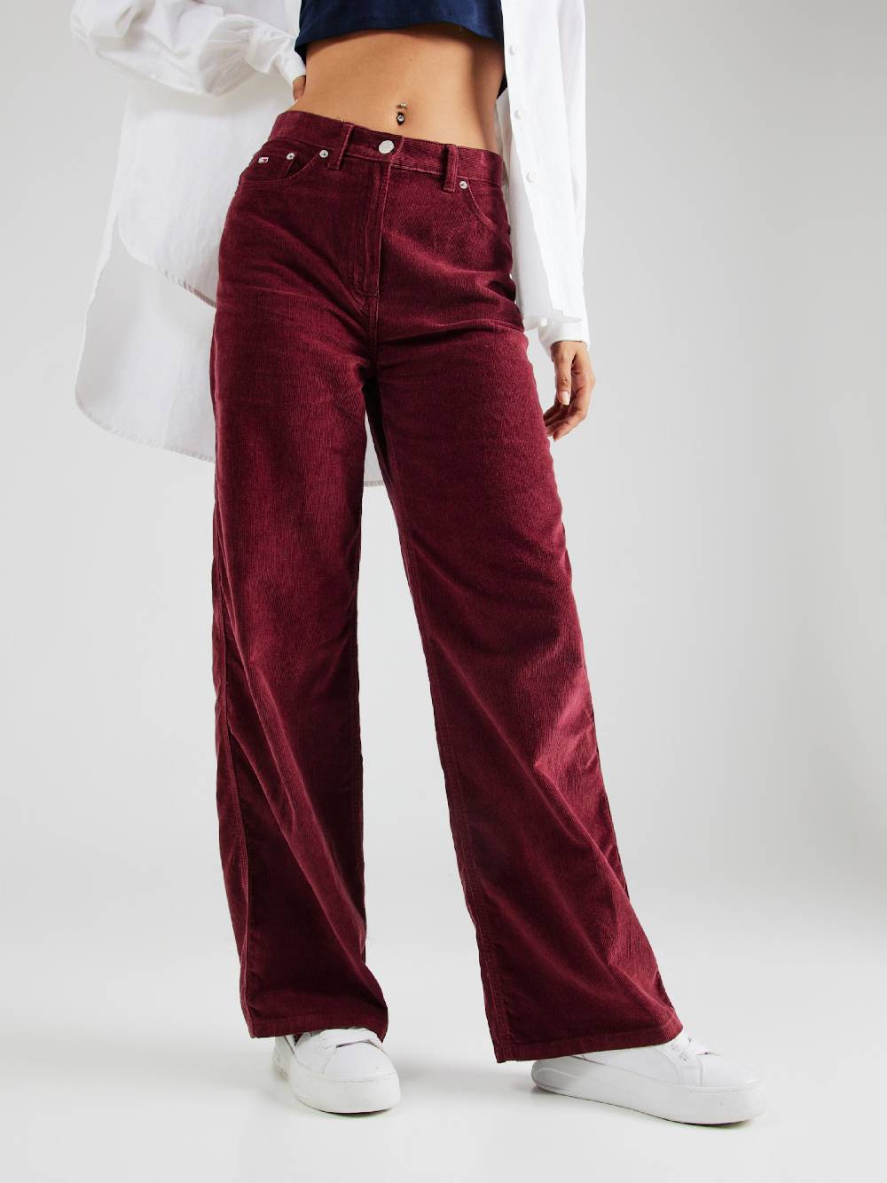 Tommy Jeans Wide Leg Pants 'CLAIRE' In Berry