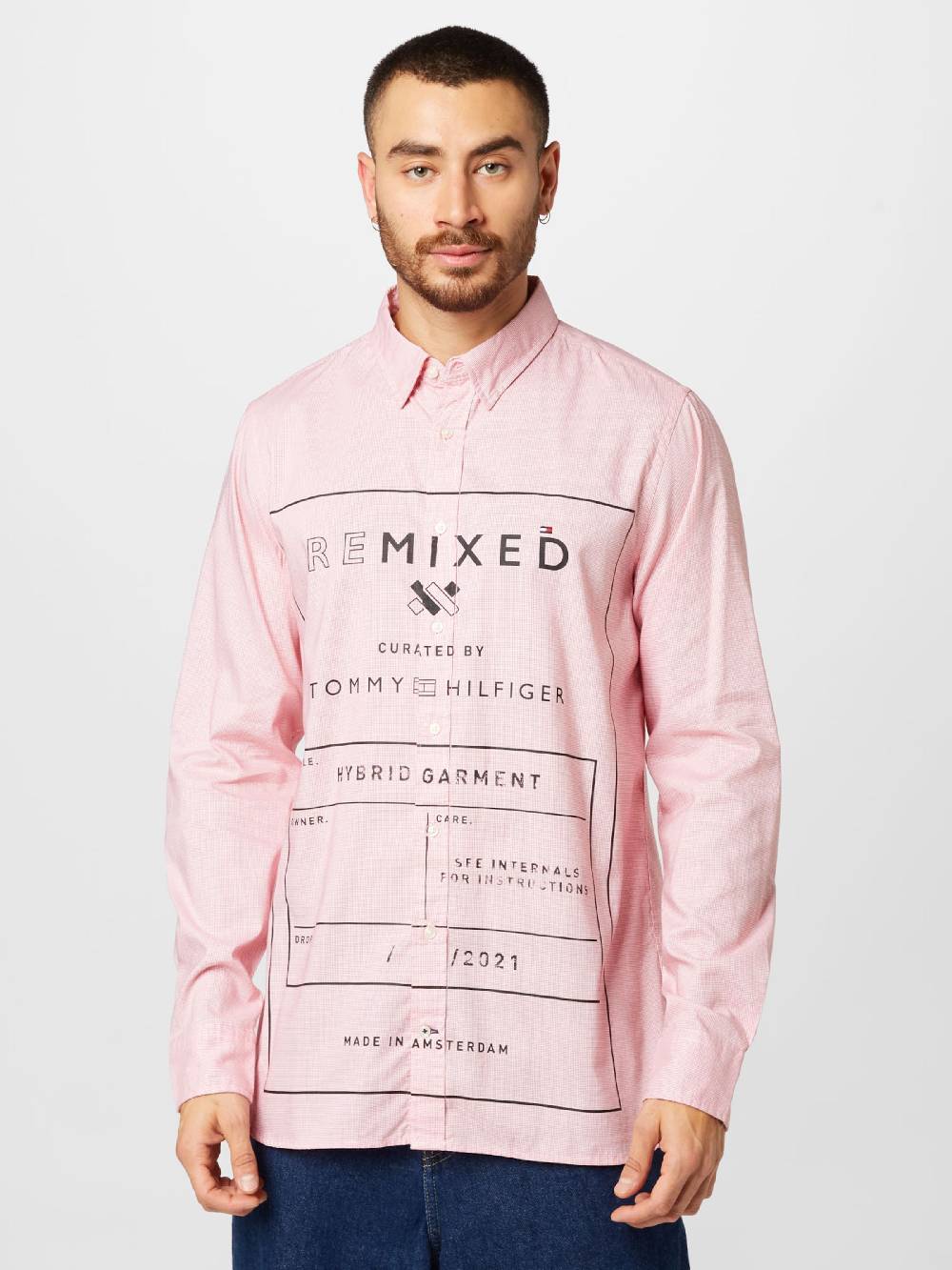 Tommy Remixed Regular Fit Button Up Shirt In Pink