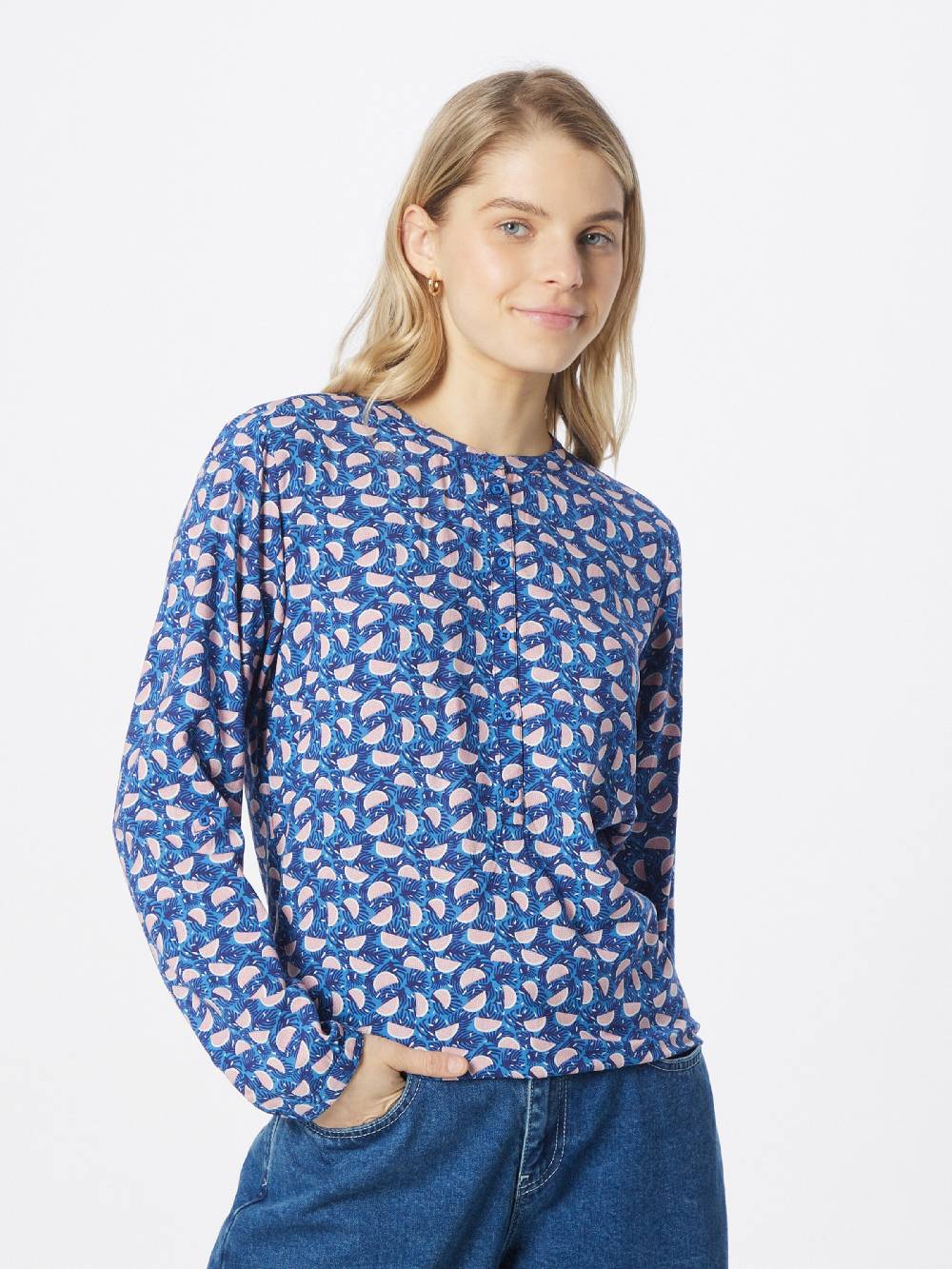 Tranquillo Blouse In Sky Blue, Dark Blue