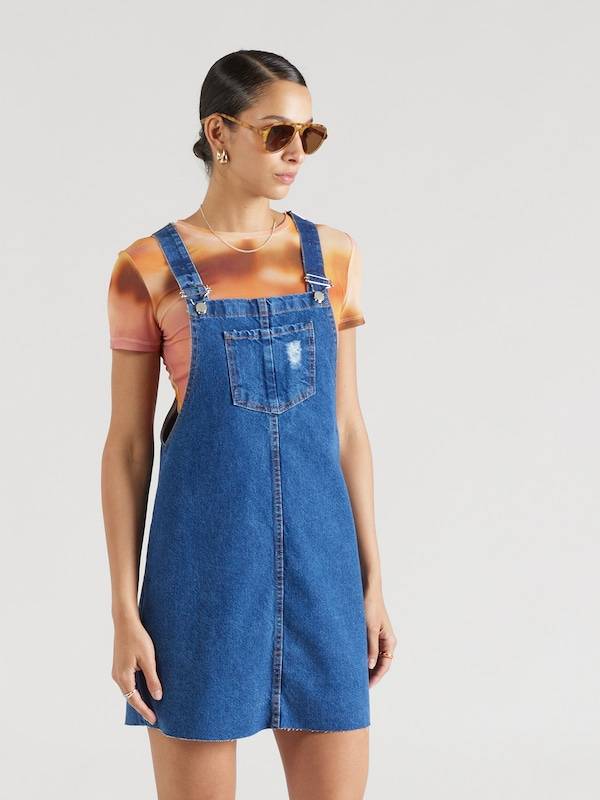 Trend Alaçatı Stili Overall Skirt in Blue Denim