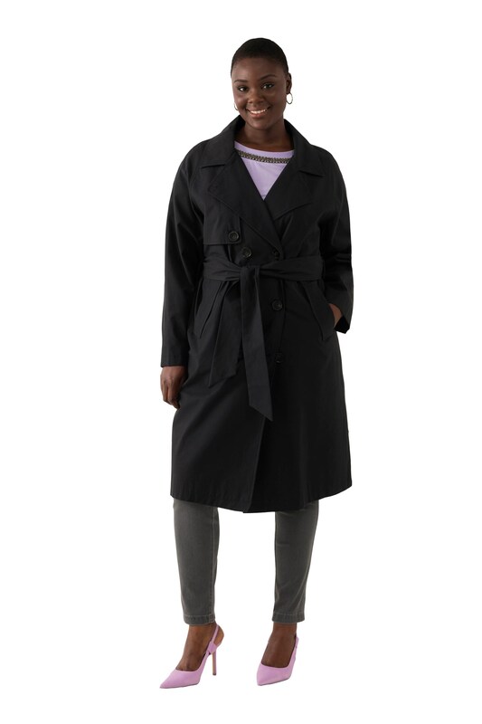 Ulla Popken Between-Seasons Coat in Black