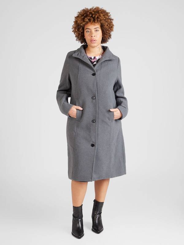Ulla Popken Between-Seasons Coat in Dark Grey