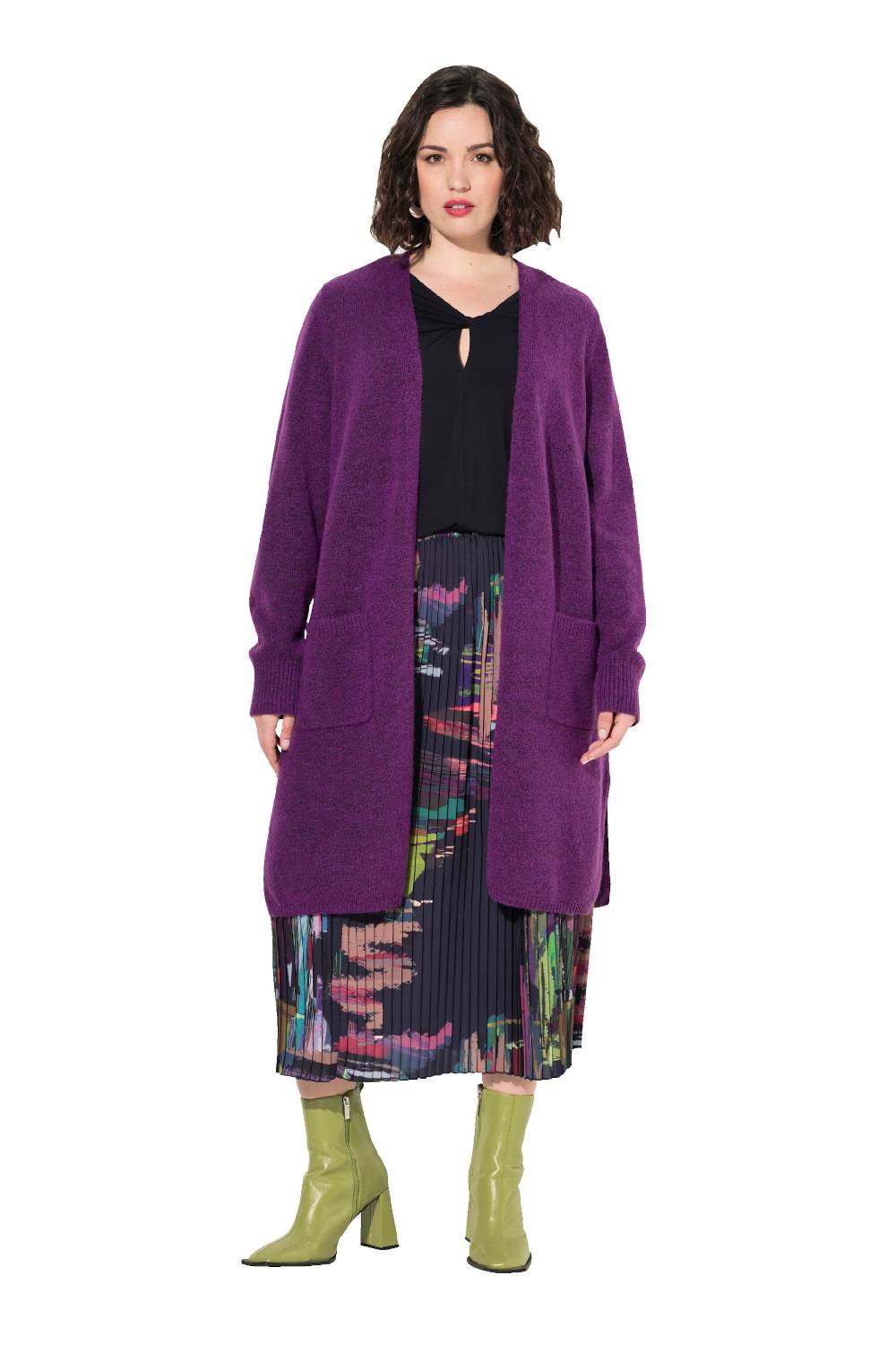 Ulla Popken Knit Cardigan In Purple
