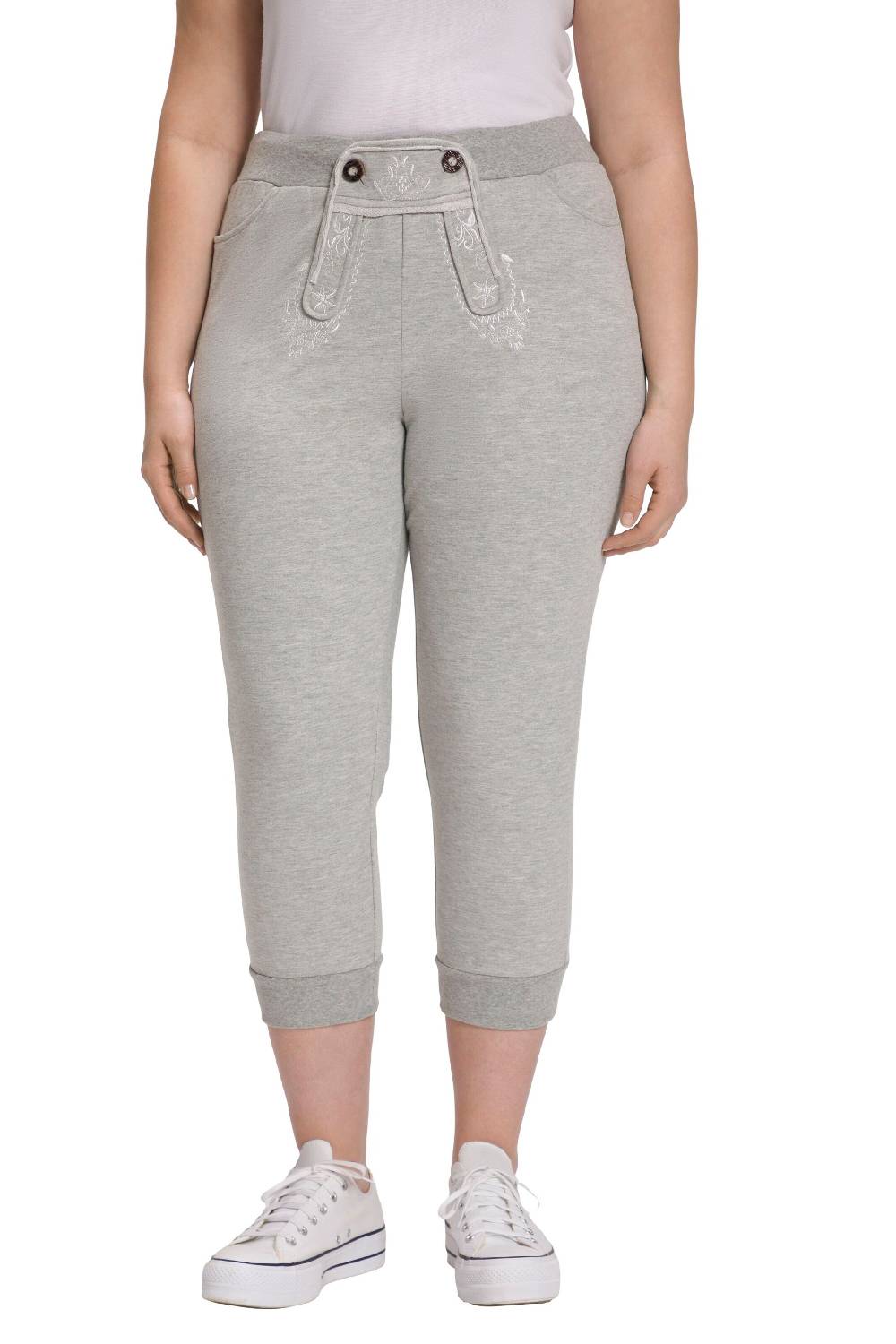 Ulla Popken Loose Fit Traditional Pants In Light Grey