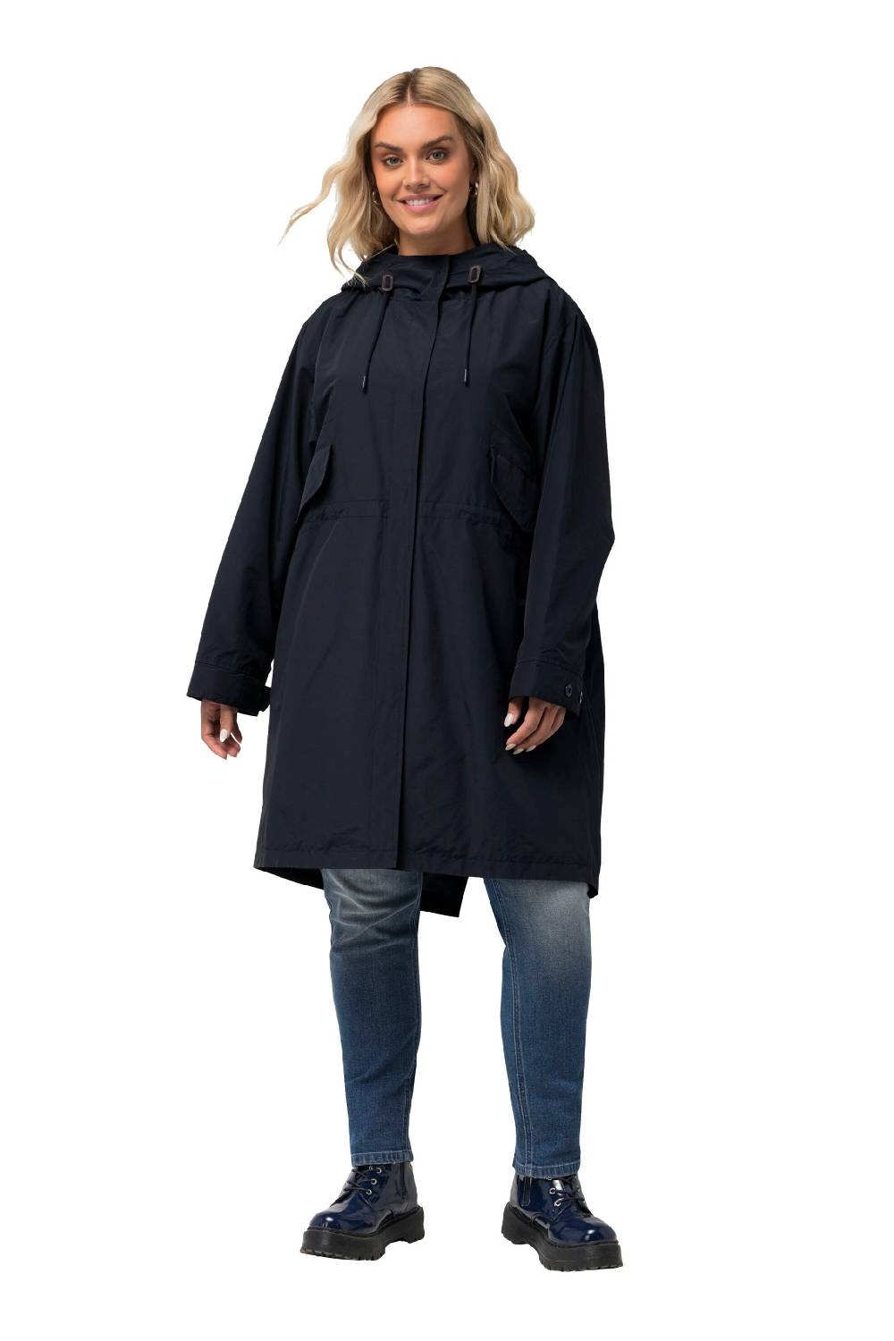 Ulla Popken Raincoat In Marine Blue
