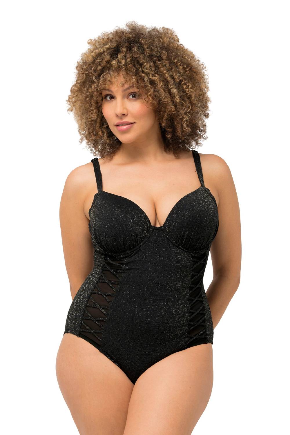 Ulla Popken T-shirt Swimsuit In Black