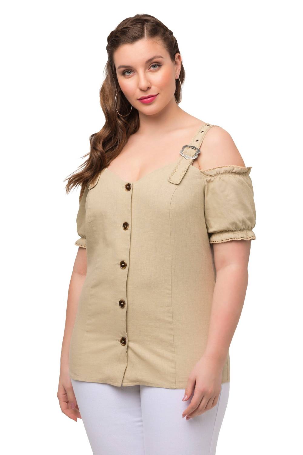 Ulla Popken Traditional Blouse In Beige