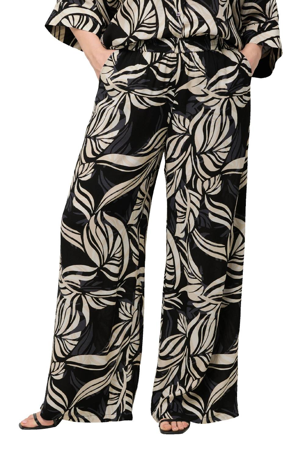 Ulla Popken Wide Leg Pants In Black