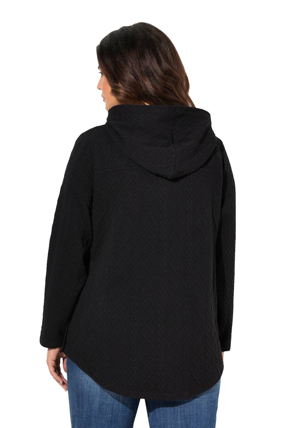 Ulla Popken Zip-Up Hoodie In Black