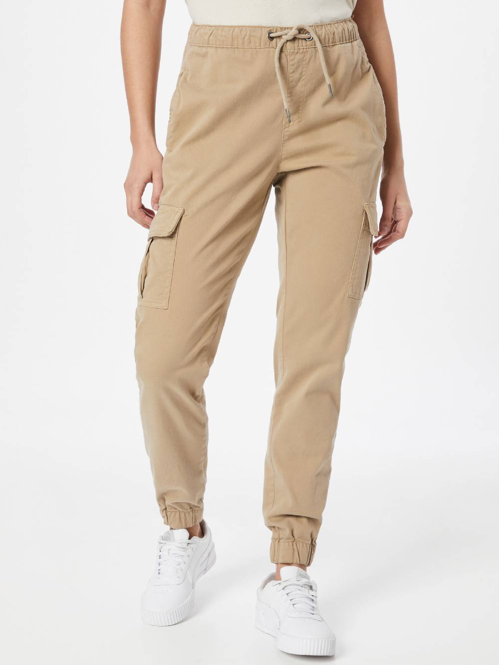 Urban Classics Tapered Cargo Pants In Beige